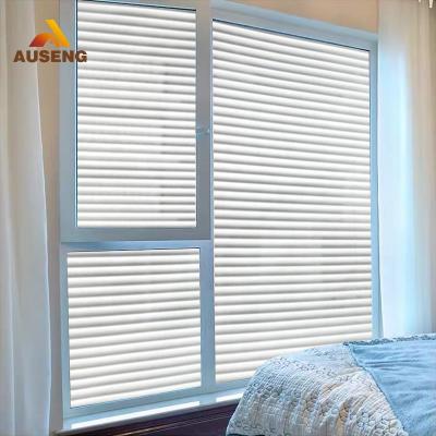 China Modern Glass Window Decor Transparent Door Privacy Protect Striped Pattern PVC Adhesive Film Clear Viny Self Adhesive Film for sale