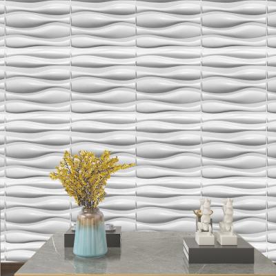 China Modern PVC Wave Panel Textured Matt White Interior Para Pared 3D 4D 5D 3D Wall Panels Wave Design Great Wallpapers For Home for sale