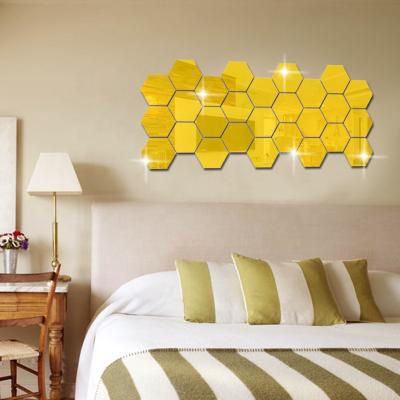 China Modern Popular Geometric Removable Self-adhesive Wall Tape Waterproof Acrylic Mirror Sticker 3D Mirror Sticker for sale