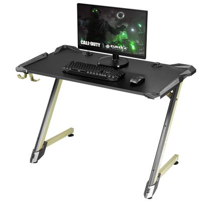 China Other Duty Home Office PC Computer Gamer Table Ergonomic Design Z Eureka Call Form Gaming Desk With RGB LED Light for sale