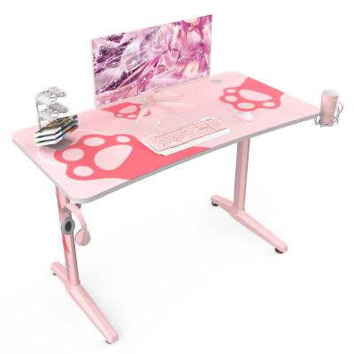 China Other Amazon I Shape Desk Pink Gamer Ergonomic Study Kids Table Primary Gaming Desk With Carbon Fiber Texture for sale