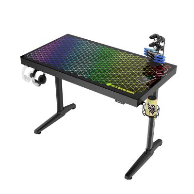 China EUREKA ERGONOMIC 43 inch RGB Glass Gaming Computer Desk (Other) Adjustable with LED Lights APP Control Music Sync Color Changing for sale