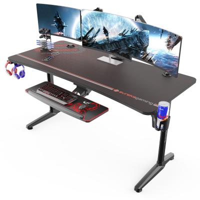 China Eureka (Height) 60 Inch Computer Table Furniture PC World Ergonomic Large Height Adjustable Gamer Home PC Wood Top Gaming Desk for sale