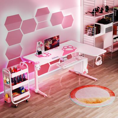 China Eureka 60 Inch Table PC Ergonomic Corner Pink L Shape Adjustable (Height) Large Gaming Desk for sale