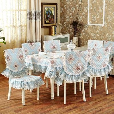 China New Waterpoof Tablecloth Sets European Hotel Home Tablecloth Chair Package Chair Cover Cushion Set For Dining Table Decoration for sale