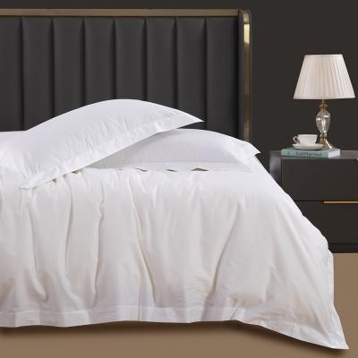 China Soft Hotel Bedding Set 100% Cotton Sateen Luxury Hotel Textile Wholesale 4 Pcs White Duvet Cover Sheet Pillow Case for sale