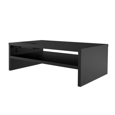 China Modern Black Wooden Laptop Stand Monitor Stand Table Top Riser With Two Layers for sale