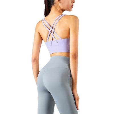 China 2021 New Ladies Sports Bra Workout Yoga Bra Fitness Tops Gym Breathable Sexy Sports Bras Backless Straps for sale