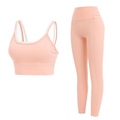 China Otherr Sell Yoga Sports Fitness Suit Two-piece Shockproof Gather Yoga Pants Bra Yoga Sports Fitness Suit for sale