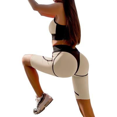 China Otherr Polyester Sports Fabric High Waist Buttocks Stitching Yoga Suit for sale