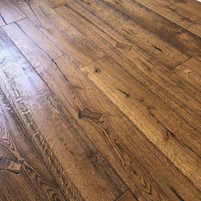 China French Farmhouse White Oak And Dark Brown Color Rustic Engineered Wood Flooring For Indoor for sale