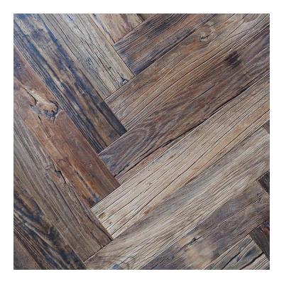 China Elm reclaimed hardwood herringbone parquet for sale