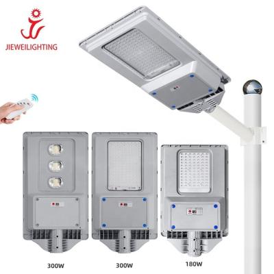 China ROAD JIEWEI High Brightness Durable Sensor Outdoor Waterproof ABS Ip65 180w 300w Smd Solar Led Street Light for sale