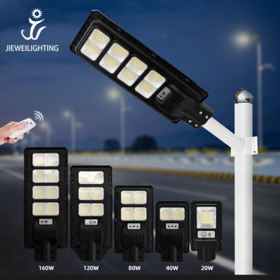 China ROAD High Power ABS Smd Waterproof Ip65 Outdoor 20 40 80 120 160W Led All In One Integrated Led Solar Street Light for sale