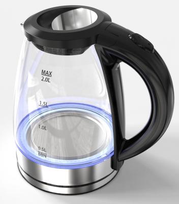 China 360 Degree Kitchen Cordless Home Appliances Low Rotation Glass Electric Kettle 2L Color Changing Electric Kettle Glass Teapot for sale