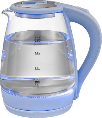 China 360 Degree Household Appliance 2L Low Rotation Transparent Electric Glass Teapot/Electric Glass Water Kettle With Color Changing for sale