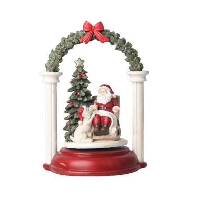 China High Quality Europe Polyresin Home Stone Polyresin Santa Decoration With Music for sale