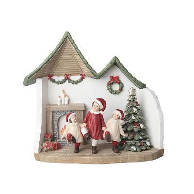 China Europe hot sale high quality polyresin home decoration new kids dacing Christmas ornaments with LED light for sale