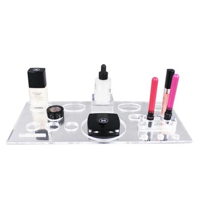 China For Base APEX Makeup Tray Counter Top Transparent Loose Powder Lipstick Display Rack for sale