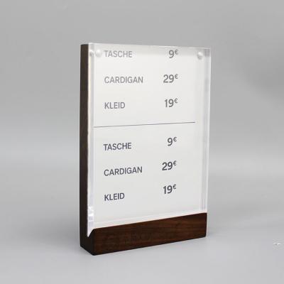 China For Signs APEX Shop Restaurant Display Menu Card Holder Acrylic Sign Display Stand for sale