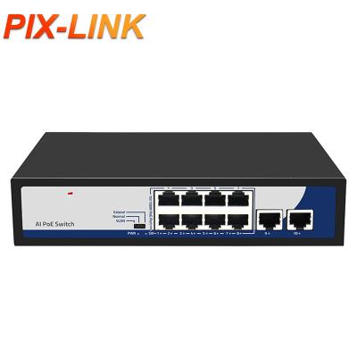 China Redundant Power System (RPS) Connector PoE Ethernet Switch 10 Ports 10 Ports 100M 96W PoE Network Switch with 2 Port Uplink for CCTV IP Camera for sale