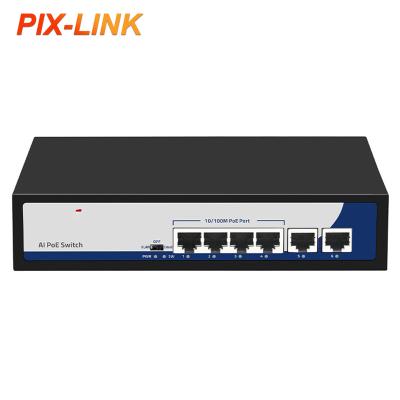 China Redundant Power System (RPS) Connector PoE Ethernet Switch 4 Ports 10 100M PoE Network Switch with 2 Port Uplink for CCTV IP Camera for sale