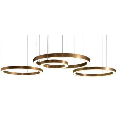 China Modern Modern Ring Horizontal Brass LED Dining Table Ring Chandelier For Hotel Villa LED Light Long for sale