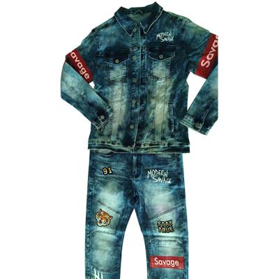 China QUICK DRY denim casual suits for men printed tiger fashion trend stretch denim main suit for sale