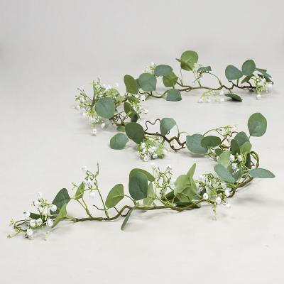 China Nordic Rustic Eucalyptus Rattan Fake Flower Hanging Vines for Wedding Artificial Eucalyptus Garland Garden Decor for sale