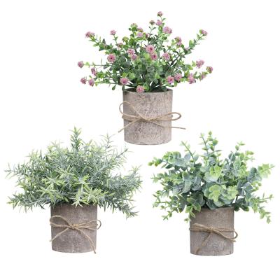 China Art Decor 3 Set Mini Artificial Tree Potted Style Potted Plants Nordic Fake Plant Bonsai Greenery Simulation For Office Shelf Decorations for sale