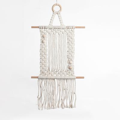 China Cotton Rope Handmade Woven Bohemian Hand & Woven Macrame Wall Hanging Swing Shelf Photo Folder Macrame Wall Hanging Picture Display Organizer Tapestry for sale