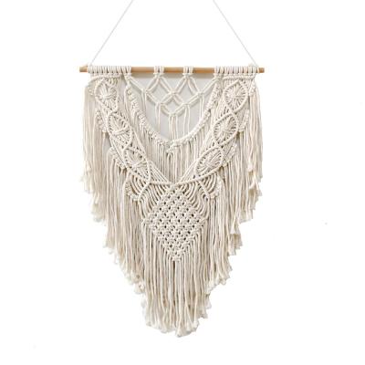 China Minimalist Natural Woven Bohemian Art Home Decor Hanging Bedroom Dorm Backdrop Boho Chic Tassels Macrame Wall Tapestry for sale