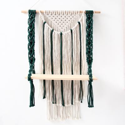 China Cotton Rope Color Boho Macrame Tapestry Wall Hanging Handmade Woven Macrame Factory Home Woven Mix Wall Mounted Wooden Display Rack for sale