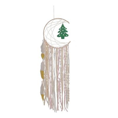 China Indian New Style Macrame Wall Hanging Flannel Christmas Tree Home Dreamcatcher Ornament Christmas Decoration Bohemian Dream Catcher for sale