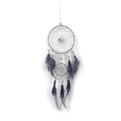 China Gray Feather Dream Catcher With Bohemian Bells for Handmade Wall Hanging Home Ornaments Macrame Dreamcatcher Wind Chime Mascot Gifts for sale