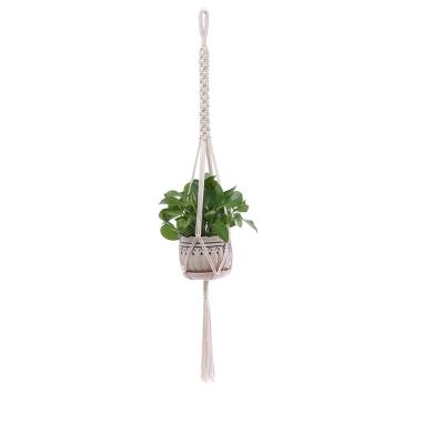 China Boho Cotton Macrame Plant Hangers Flower Basket Flower Rope Woven Vintage Inspired Hanging Pot Holder for Indoor Outdoor Home Decor for sale