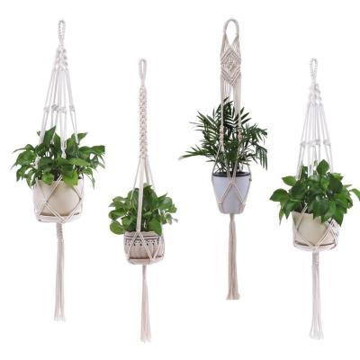 China Good Performance Handmade Flower Pot Basket Holder Macrame Plant Bohemian Decorative Hanging Hangers For Porch Balcony Window for sale