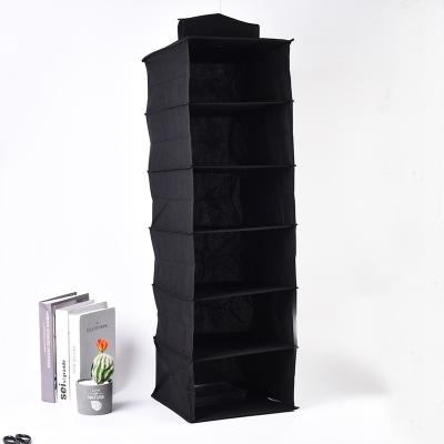 China Black Minimalist European Style Oxford Cloth Hanging Organizer Storage 5 Layer Underwear Scarf Storage Wardrobe Bags Hats Clothes for sale