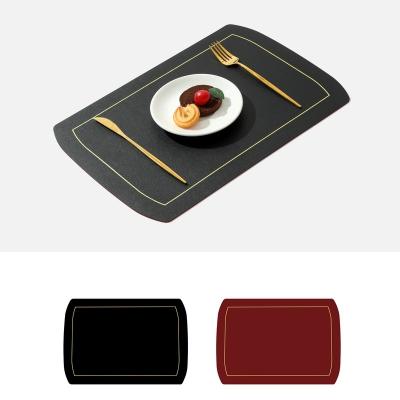 China Durable High End Kitchen PU Leather Side Place Mats Double Non Slip Dining Table Mat Coaster Geometric Coffee Pad Home Decor for sale