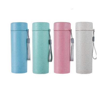 China Biodegradable Reusable Wheat Straw PP Sustainable Eco Plastic Milk Cups Coffee Plastic Cups With Lids for sale