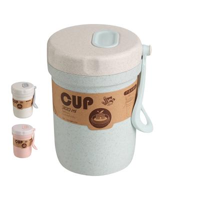 China Reusable Wholesale Wheat Straw Coffee Milk Soup Mug With Lid BPA FREE Eco Friendly Soup Mug for sale