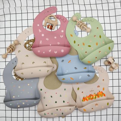 China New Ideas Antibacterial Printing Silicone Bibs Mix Color BPA Free Waterproof Baby Bibs Custom Silicone for sale