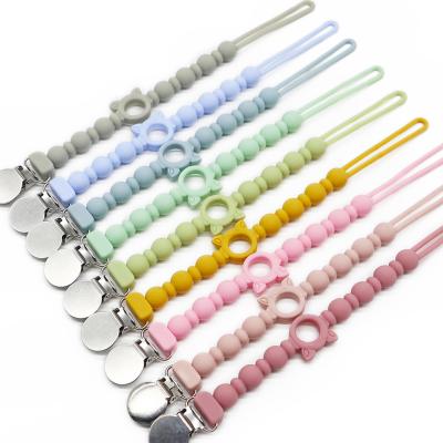 China BPA Free Food Grade Baby Teething Dummy Pacifier Holder Clips Infant Silicone Chain Pacifier Clip for sale