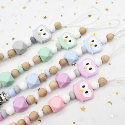 China Cute and Colorful Eco-friendly/BPA Free Food Grade Silicone Dummy Chain Clips for Baby Teether Pacifier for sale