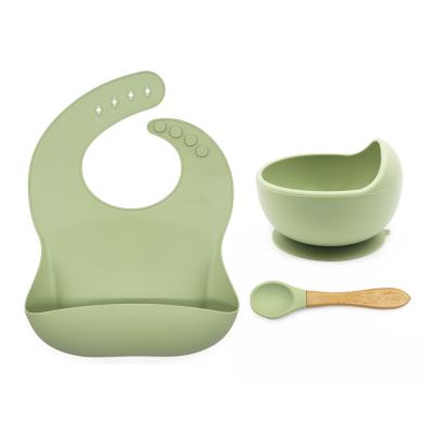 Cina Viable Melikey Customized Silicone Bib Bowl Spoon Baby Dish Custom Logo Bamboo Silicone Baby Bowls in vendita