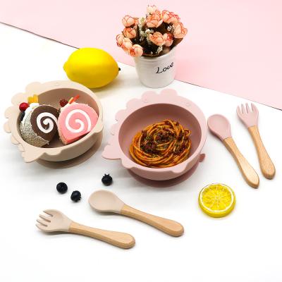 中国 Children's Baby Silicone Bowl Children's Silicone Toddler Dishes Bamboo Bpa Free Wooden Bowls Baby Silicone 販売のため