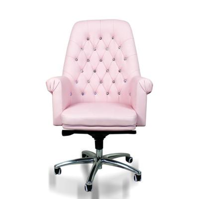 China Cheap Price Nail Salon Pink Color Styling Chair Hydraulic Styling Chairs Nail Salon Styling Chair for sale