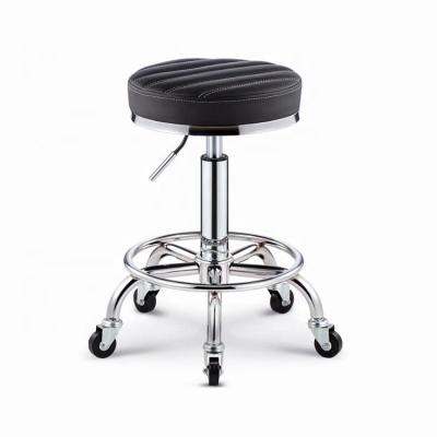 China Nail Salon Technician Chair Black Rolling Manicure Chair Small Nail Salon Furniture Styling Chair Can Rotate for sale