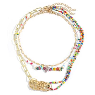 China CLASSIC Women Fashion Multilayers Fruit Long Rice Beads Strawberry Necklaces Korean Handmade Woven Pendant Necklaces Jewelry for sale