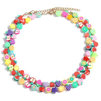 China 2021 New CLASSIC Fruit Rice Trendy Colorful Geometric Beaded Necklace Set For Woman Fashion Girl Summer Party Jewelry Gift for sale